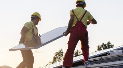 Installation of solar panels on a roof