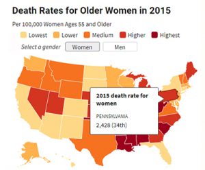 PRB’s interactive map by gender and state of death rates for Americans age 55+